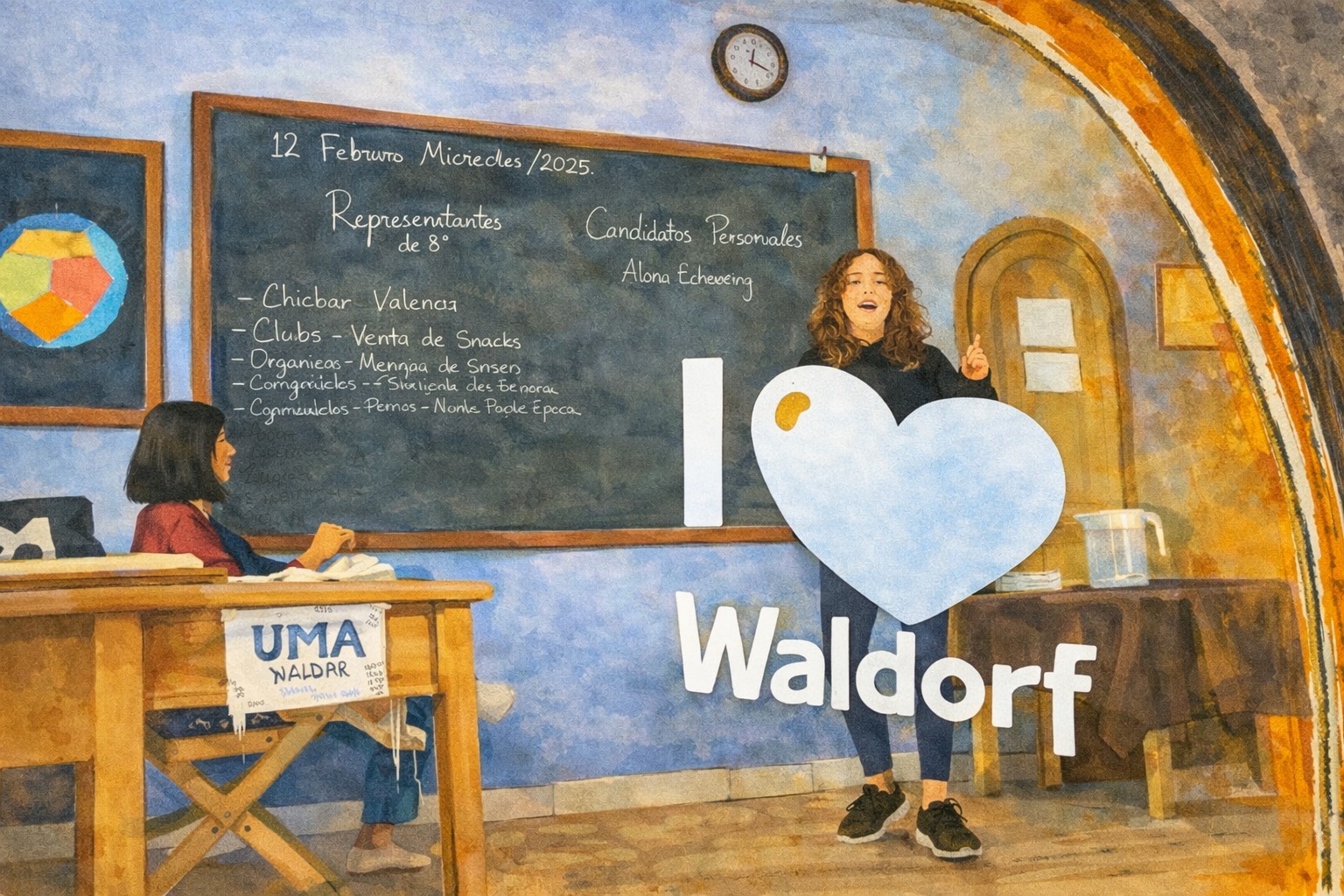 Niña al talbero de un salon